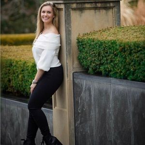 White off the shoulder sweater